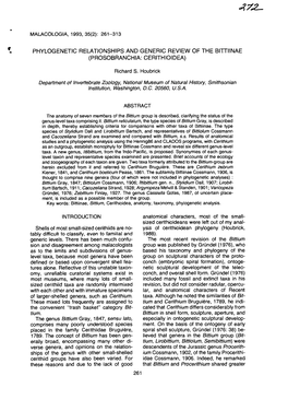 Malacologia, 1993, 35(2); 261-313