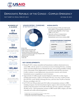 Democratic Republic of the Congo Complex Emergency 09-30-2013