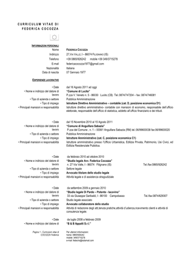 Curriculum Vitae Di Federica Cocozza