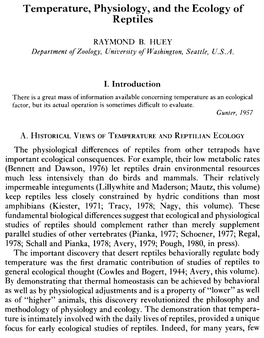 Temperature, Physiology, and the Ecology of Reptiles