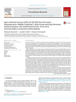 Ages of Detrital Zircons (U/Pb, LA-ICP-MS) from the Latest