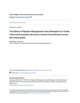 The Effects of Riparian Management Zone Delineation on Timber Value and Ecosystem Services in Diverse Forest Biomes Across the United States