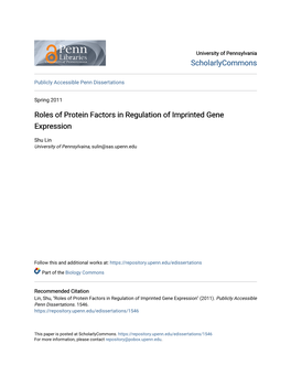 Roles of Protein Factors in Regulation of Imprinted Gene Expression