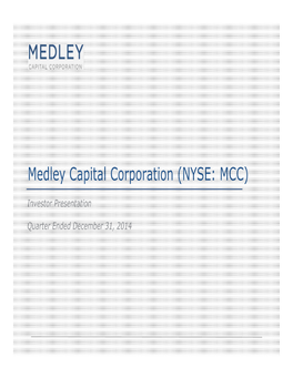 Medley Capital Corporation (NYSE: MCC)