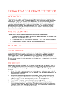 Tigray Esia Soil Characteristics