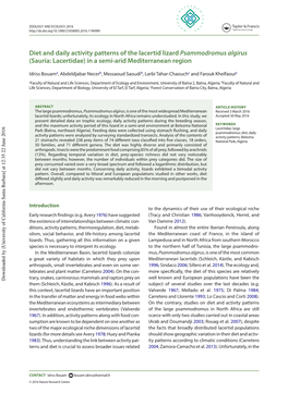 Diet and Daily Activity Patterns of the Lacertid Lizard Psammodromus Algirus (Sauria: Lacertidae) in a Semi-Arid Mediterranean Region