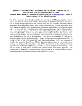 Sediment and Nutrient Trapping on the Morganza Spillway During the 2011 Mississippi River Flood