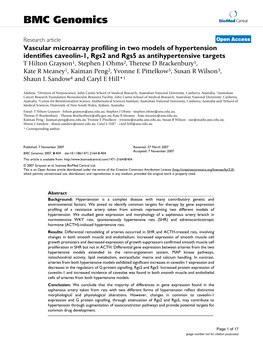 Vascular Microarray Profiling in Two Models of Hypertension Identifies