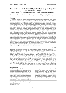 Rheological Studies and in Vitro Release Evaluation for Different