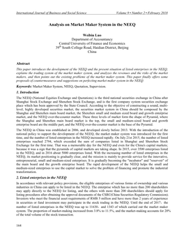 Analysis on Market Maker System in the NEEQ