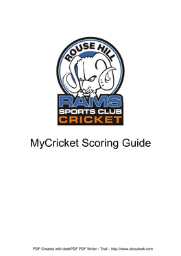 Mycricket Scoring Guide