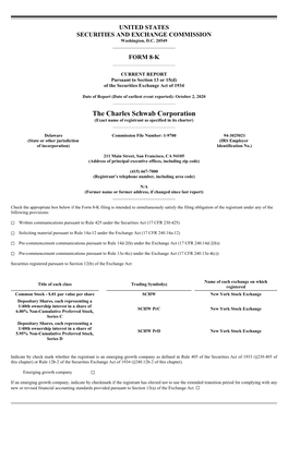 The Charles Schwab Corporation (Exact Name of Registrant As Specified in Its Charter) ______