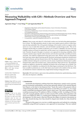 Measuring Walkability with GIS—Methods Overview and New Approach Proposal