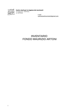 Inventario Fondo Maurizio Artoni