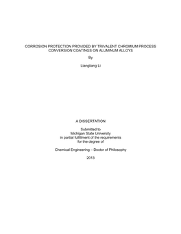 CORROSION PROTECTION PROVIDED by TRIVALENT CHROMIUM PROCESS CONVERSION COATINGS on ALUMINUM ALLOYS By