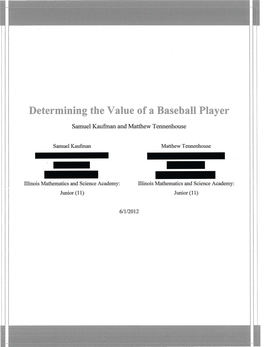 Determining the Value of a Baseball Player