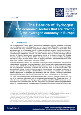 The Heralds of Hydrogen: the Economicfc Heading Sectors That Heading Are Driving the Hydrogen Economyfc Subheading in Subheading Europe