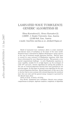 Laminated Wave Turbulence: Generic Algorithms