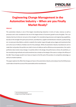Engineering Change Management in Automotive Industry