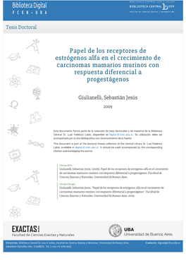 Papel De Los Receptores De Estrógenos Alfa En El Crecimiento De Carcinomas Mamarios Murinos Con Respuesta Diferencial a Progestágenos