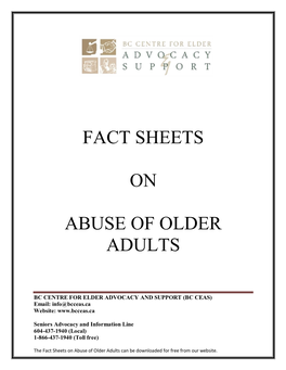 Fact Sheets on Abuse of Older Adults Can Be Downloaded for Free from Our Website