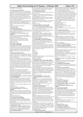 Radio 4 Extra Listings for 27 January – 2 February 2018 Page 1 of 8