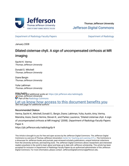 Dilated Cisternae Chyli. a Sign of Uncompensated Cirrhosis at MR Imaging