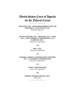 ERICSSON, INC. V. D-LINK SYSTEMS, INC