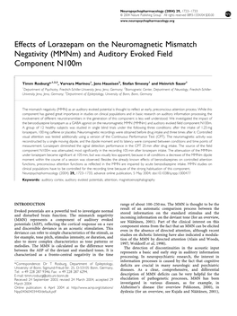 (Mmnm) and Auditory Evoked Field Component N100m