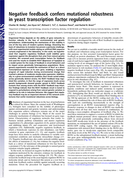 Negative Feedback Confers Mutational Robustness in Yeast Transcription Factor Regulation