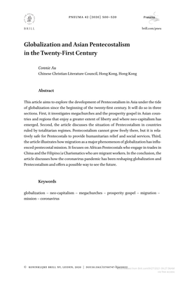 Globalization and Asian Pentecostalism in Thetwenty-First Century