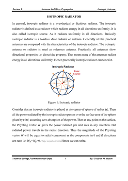 ISOTROPIC RADIATOR in General, Isotropic Radiator Is a Hypothetical