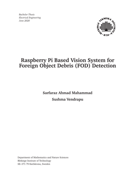 Raspberry Pi Based Vision System for Foreign Object Debris (FOD) Detection