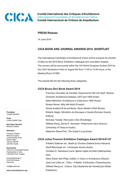 Comité International Des Critiques D'architecture International Committee of Architectural Critics Comité Internacional De Críticos De Arquitectura