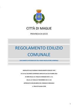 Regolamento Edilizio Comunale – Città Di Maglie