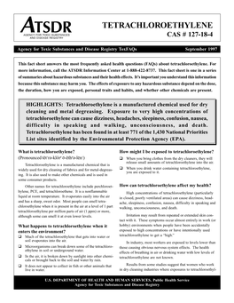 Tetrachloroethylene Facts