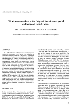 Nitrate Concentrations in the Gulp Catchment: Some Spatial and Temporal Considerations