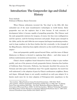 The Gunpowder Age and Global History