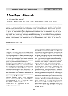 A Case Report of Mucocele