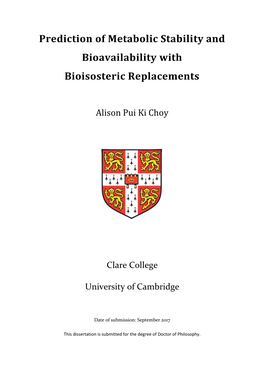 Prediction of Metabolic Stability and Bioavailability with Bioisosteric Replacements