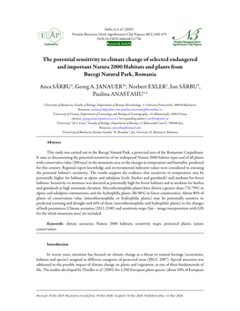 The Potential Sensitivity to Climate Change of Selected Endangered and Important Natura 2000 Habitats and Plants from Bucegi Natural Park, Romania