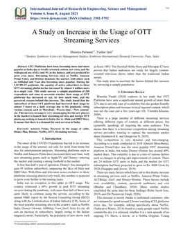 A Study on Increase in the Usage of OTT Streaming Services