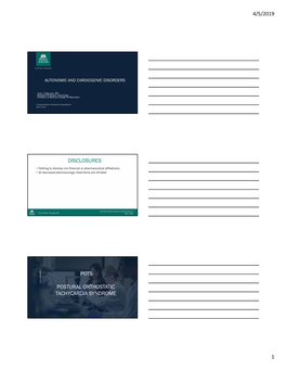 Disclosures Pots Postural Orthostatic Tachycardia