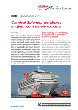 Carnival Splendor Perplexes Engine Room Safety Experts