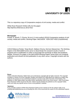 Comparative Analysis of Civil Society, Media and Conflict