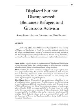 Bhutanese Refugees and Grassroots Activism