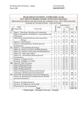 Restructured Syllabi with Effect from the Academic Year 2017-2018 Onwards