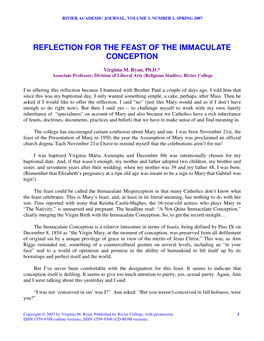 Reflection for the Feast of the Immaculate Conception