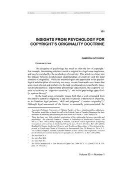 Insights from Psychology for Copyright's Originality