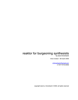 Reaktor for Burgeoning Synthesists by Dave Linnenbank